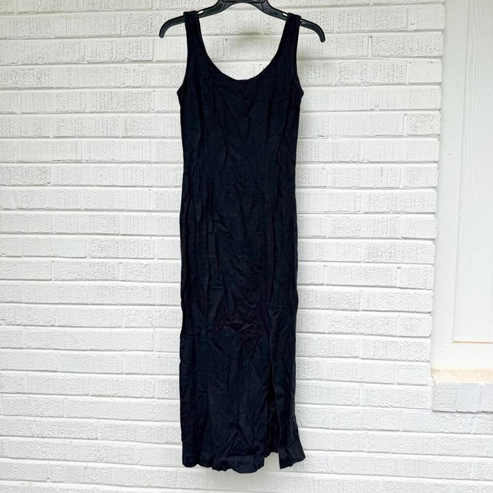 Vintage 90’s Dianne B Black Linen Blend Midi Dress